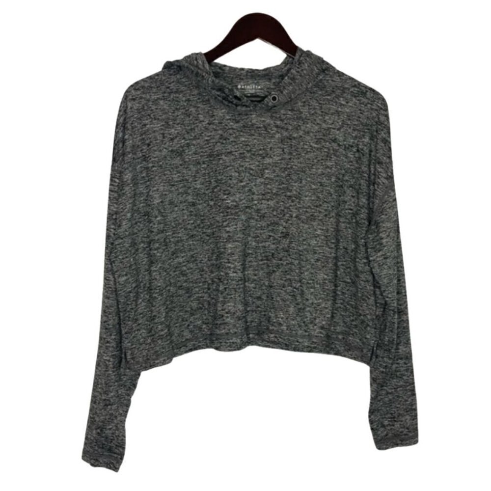 Athleta Size Small Cropped Space Dye Grey Thumb Holes Performance